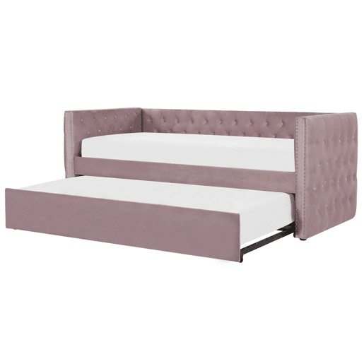 Cama gavetão Veludo GASSIN 90 x 200 cm Rosa