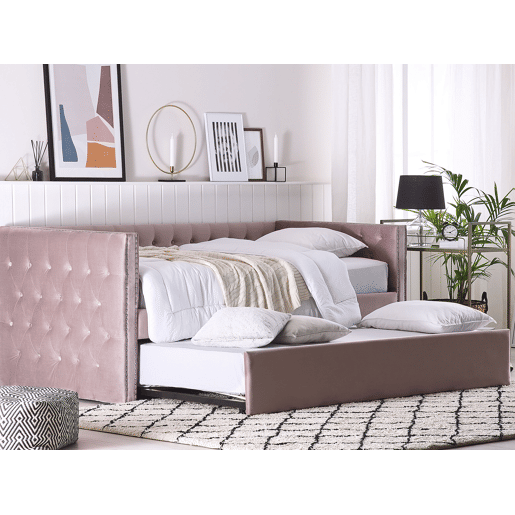 Cama gavetão Veludo GASSIN 90 x 200 cm Rosa