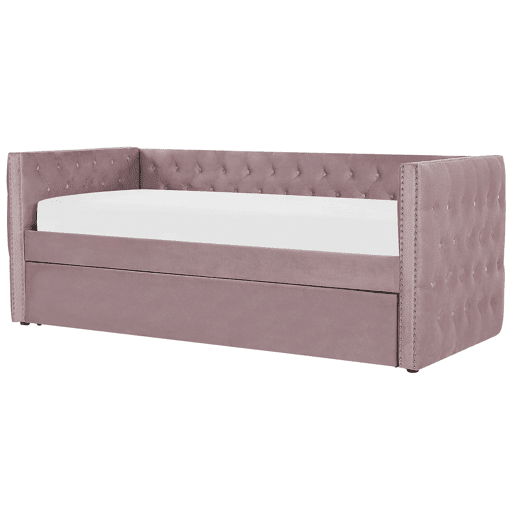 Cama gavetão Veludo GASSIN 90 x 200 cm Rosa
