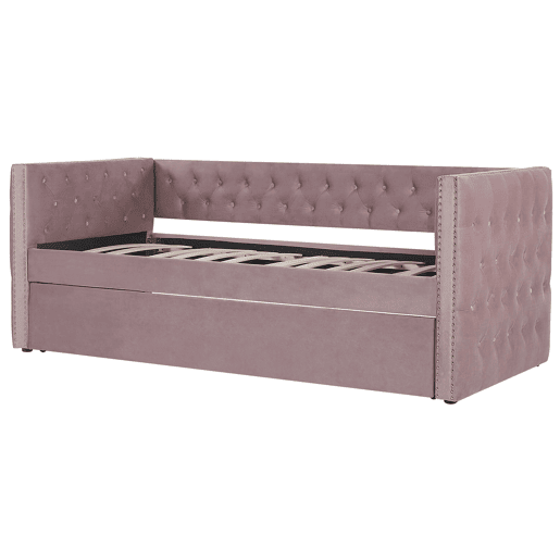 Cama gavetão Veludo GASSIN 90 x 200 cm Rosa