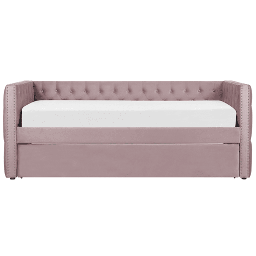 Cama gavetão Veludo GASSIN 90 x 200 cm Rosa