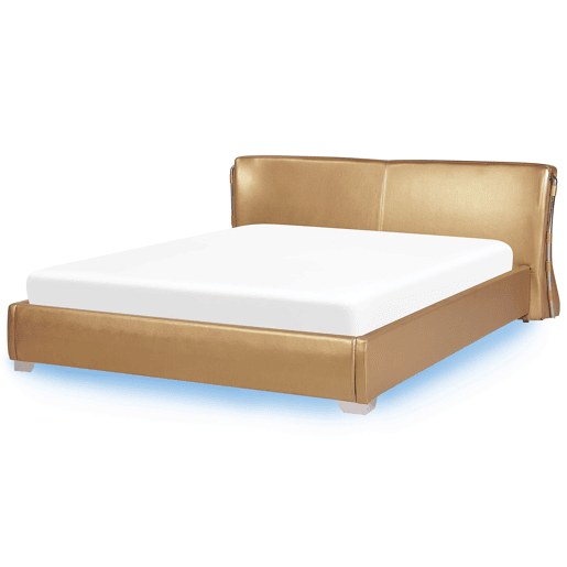 Cama com LED Pele PARIS 180 x 200 cm LED Dourado