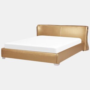 Cama com LED Pele PARIS 180 x 200 cm LED Dourado