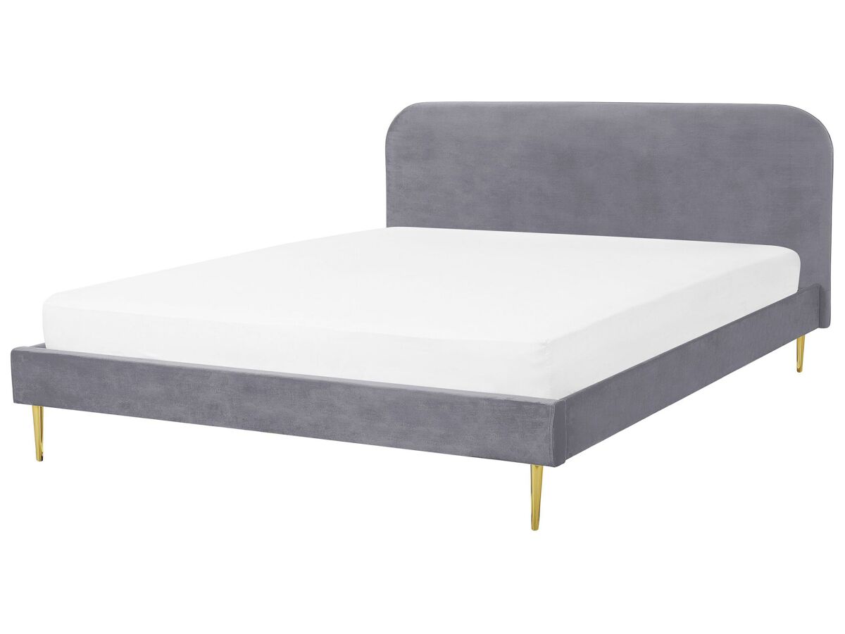 Beliani Cama Terciopelo FLAYAT 193x215 Gris