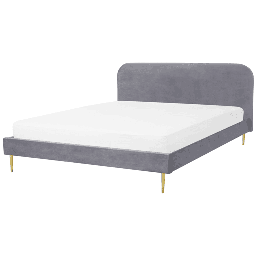 Cama Veludo FLAYAT 180 x 200 cm Cinzento