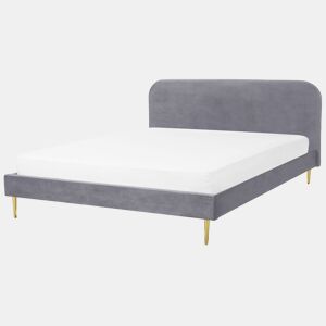 Cama Veludo FLAYAT 180 x 200 cm Cinzento