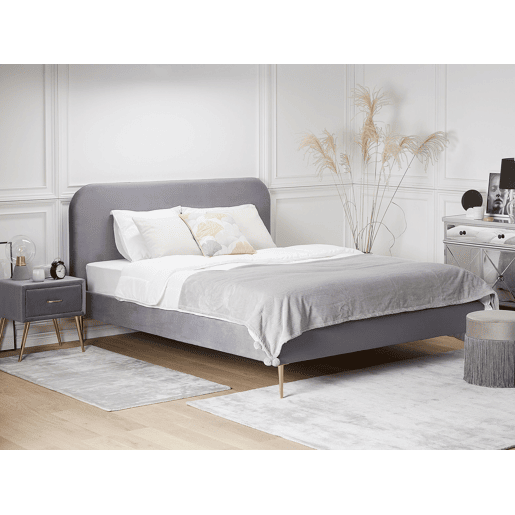 Cama Veludo FLAYAT 180 x 200 cm Cinzento