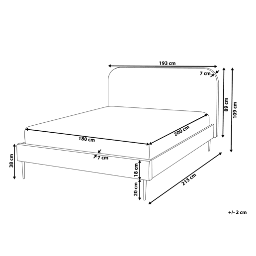 Cama Veludo FLAYAT 180 x 200 cm Cinzento