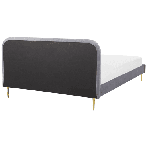 Cama Veludo FLAYAT 180 x 200 cm Cinzento