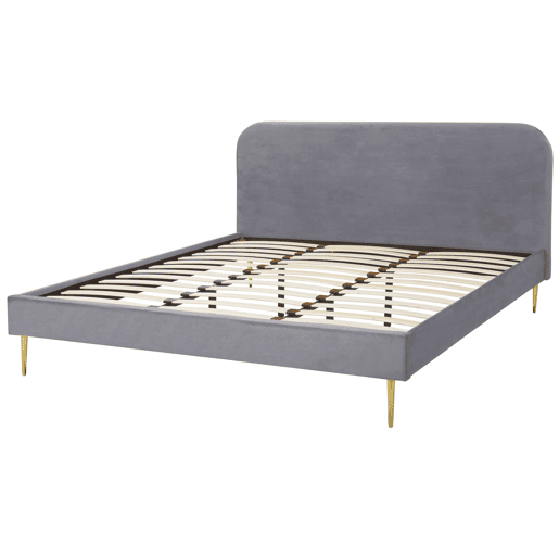 Cama Veludo FLAYAT 180 x 200 cm Cinzento