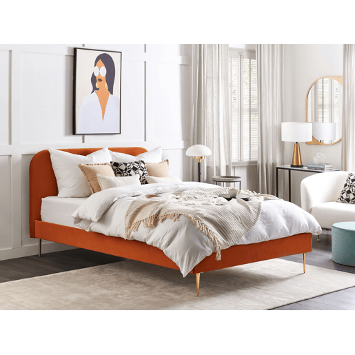 Cama Veludo FLAYAT 160 x 200 cm Laranja