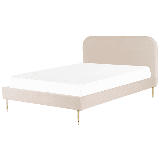 Cama Veludo FLAYAT 180 x 200 cm Creme claro