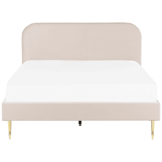 Cama Veludo FLAYAT 180 x 200 cm Creme claro