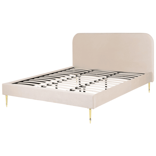 Cama Veludo FLAYAT 180 x 200 cm Creme claro
