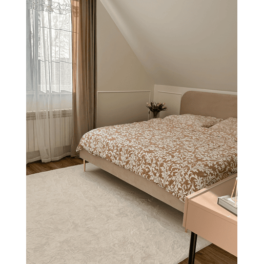 Cama Veludo FLAYAT 180 x 200 cm Creme claro