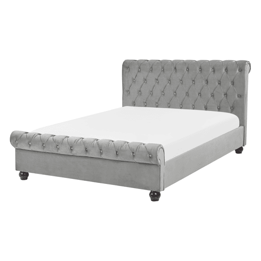 Cama Veludo AVALLON 140 x 200 cm Cinzento