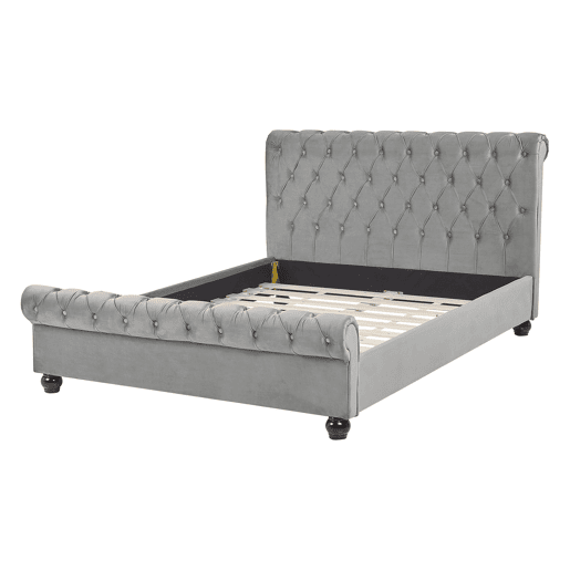 Cama Veludo AVALLON 140 x 200 cm Cinzento