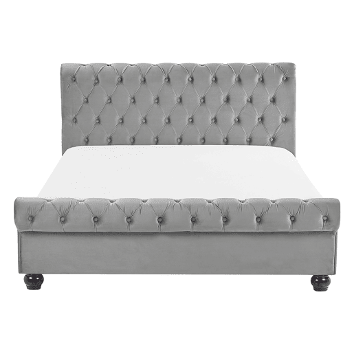 Cama Veludo AVALLON 140 x 200 cm Cinzento