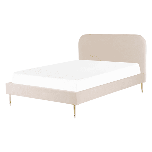 Cama Veludo FLAYAT 140 x 200 cm Creme claro