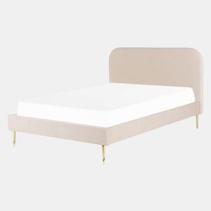 Cama Veludo FLAYAT 140 x 200 cm Creme claro