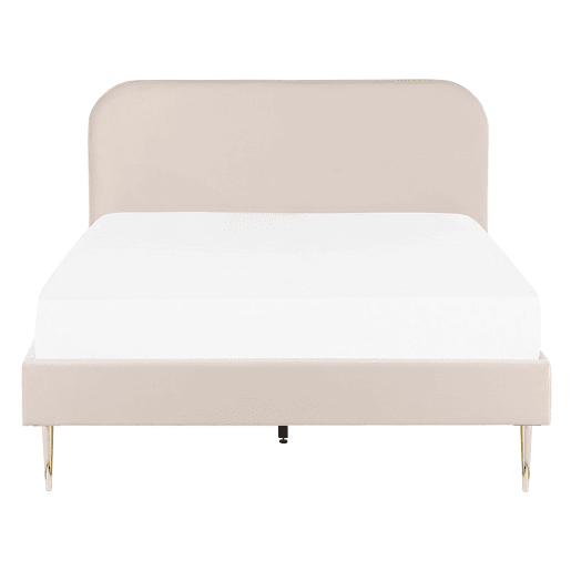 Cama Veludo FLAYAT 140 x 200 cm Creme claro