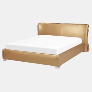 Cama com LED Pele PARIS 160 x 200 cm LED Dourado