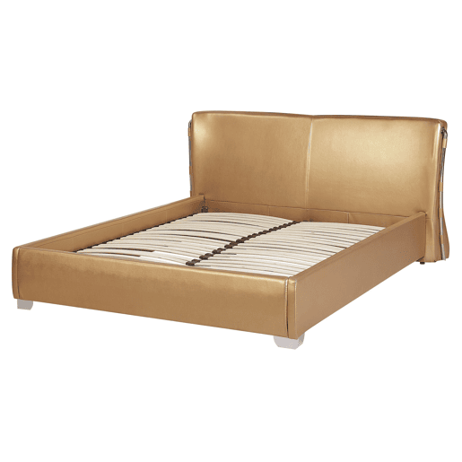 Cama com LED Pele PARIS 160 x 200 cm LED Dourado