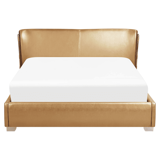 Cama com LED Pele PARIS 160 x 200 cm LED Dourado