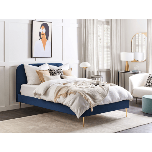 Cama Veludo FLAYAT 140 x 200 cm Azul marinho