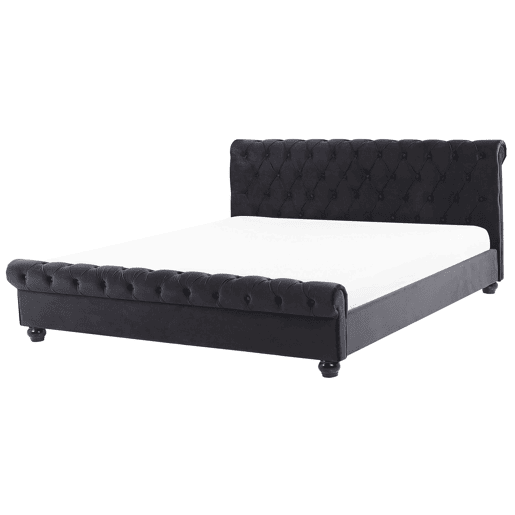 Cama Veludo AVALLON 180 x 200 cm Preto