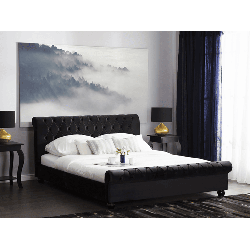 Cama Veludo AVALLON 180 x 200 cm Preto