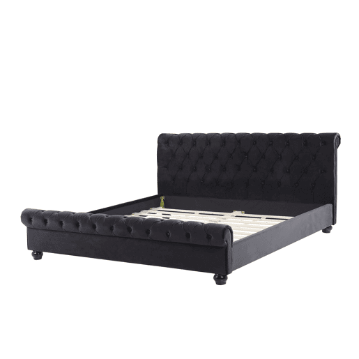 Cama Veludo AVALLON 180 x 200 cm Preto