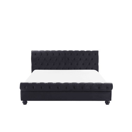 Cama Veludo AVALLON 180 x 200 cm Preto