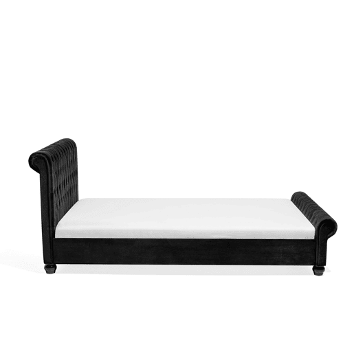 Cama Veludo AVALLON 180 x 200 cm Preto