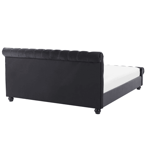 Cama Veludo AVALLON 180 x 200 cm Preto