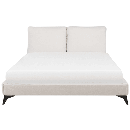 Cama Chenille MELLE 180 x 200 cm Creme claro