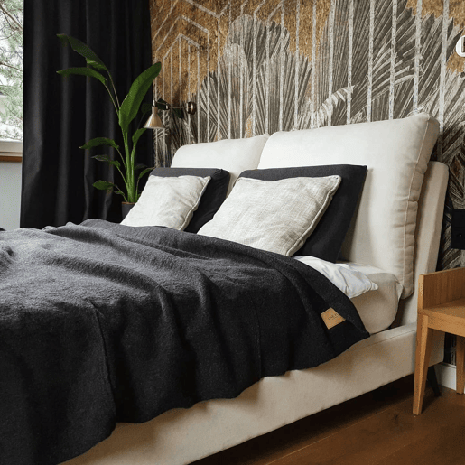 Cama Chenille MELLE 180 x 200 cm Creme claro