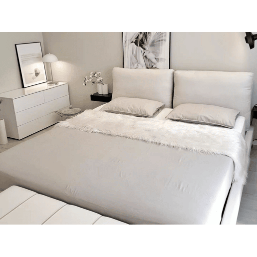 Cama Chenille MELLE 180 x 200 cm Creme claro