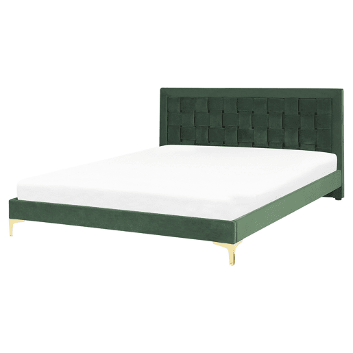 Cama Veludo LIMOUX 160 x 200 cm Verde escuro