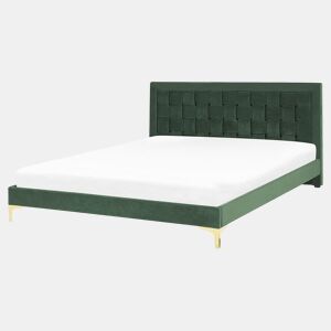 Cama Veludo LIMOUX 160 x 200 cm Verde escuro