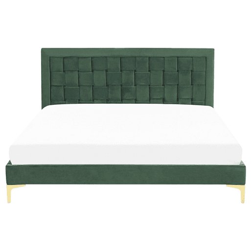 Cama Veludo LIMOUX 160 x 200 cm Verde escuro