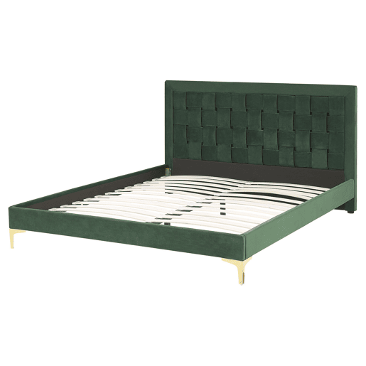 Cama Veludo LIMOUX 160 x 200 cm Verde escuro