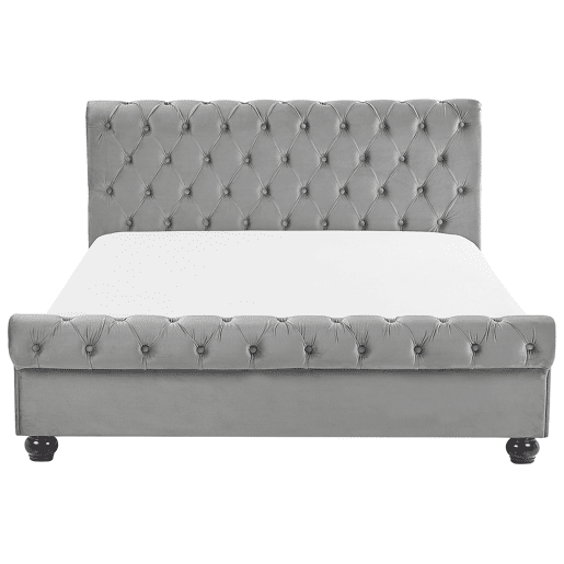 Cama Veludo AVALLON 160 x 200 cm Cinzento