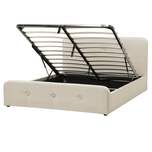 Cama baú Cama Tecido RENNES 160 x 200 cm Creme
