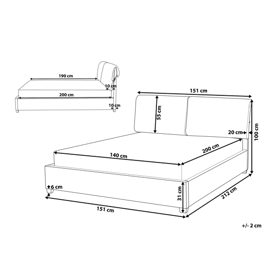 Cama Tecido BELFORT 140 x 200 cm Creme claro