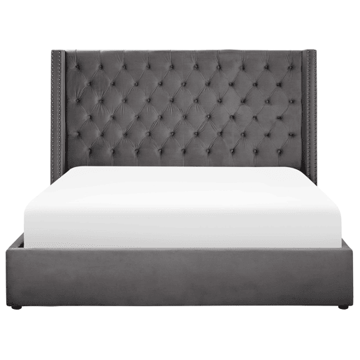 Cama baú Veludo LUBBON 180 x 200 cm Cinzento