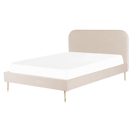 Cama Veludo FLAYAT 160 x 200 cm Creme claro