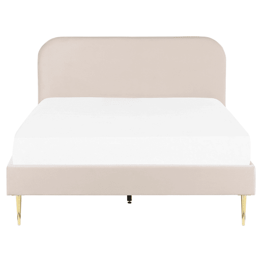 Cama Veludo FLAYAT 160 x 200 cm Creme claro