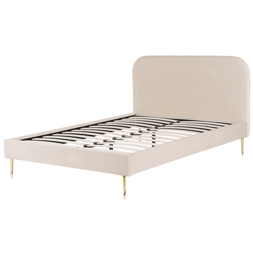 Cama Veludo FLAYAT 160 x 200 cm Creme claro
