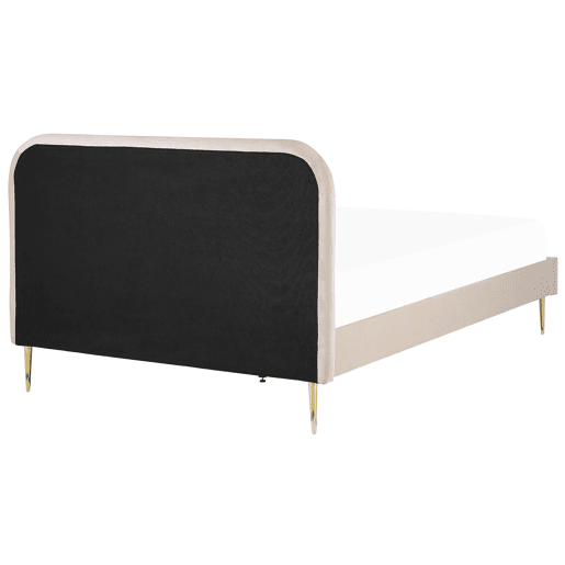 Cama Veludo FLAYAT 160 x 200 cm Creme claro